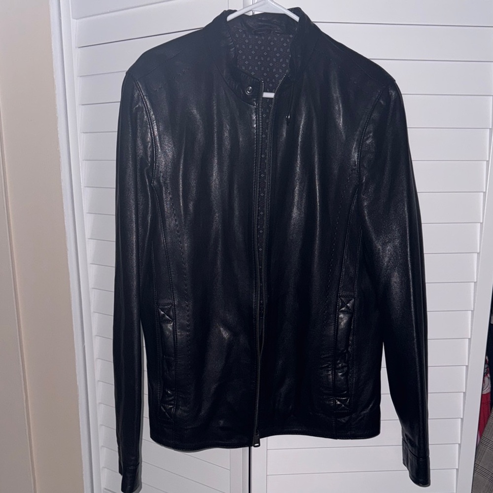 Black Lightweight Leather Jacket with Fitted Silhouette